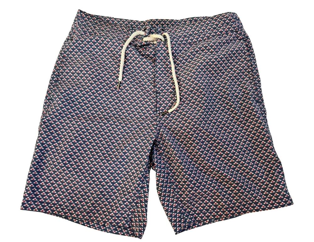 Faherty Men's Board Shorts Size 28 Blue/Red/White Geometric Drawstring HH1774